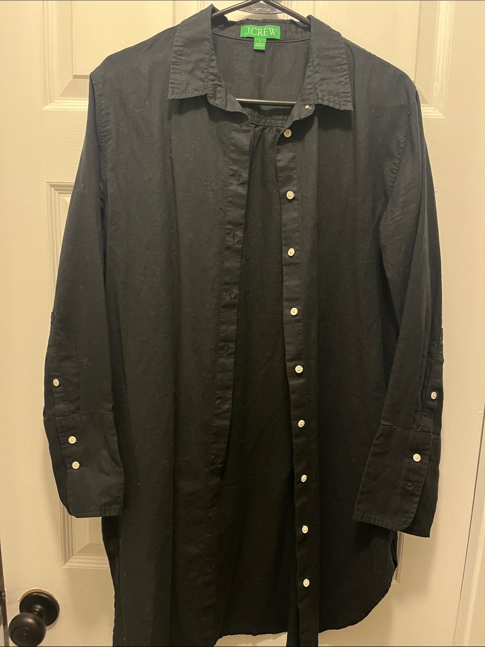 J. Crew Women’s Black Button-Up linen beach shirt size small